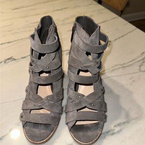 Ladies Gray Gladiator Heels